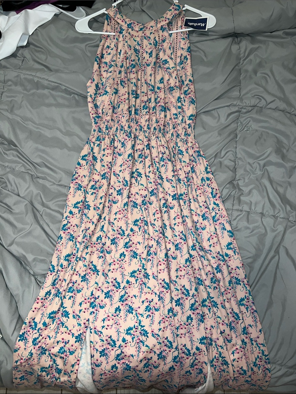 Blush Pink Floral Halter Maxi Dress